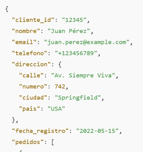 ejemplo documento NoSQL